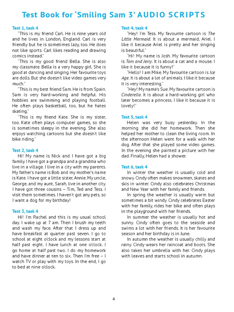 Smiling Sam 3: Audio Script Tests | PDF