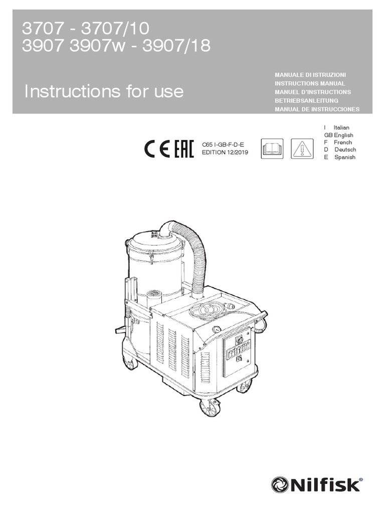 3707 - 3707/10 3907 3907w - 3907/18 Instructions For Use: I Italian GB ...