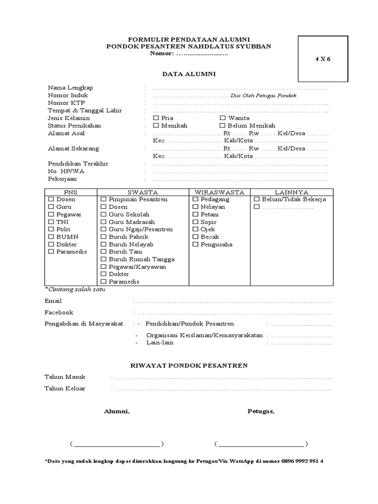 Format Pendataan Alumni Madrasah | PDF
