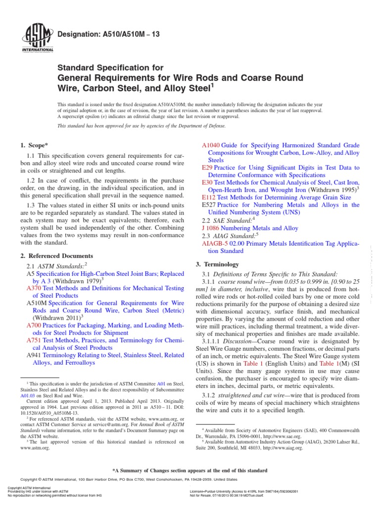Astm-A510 A510m 13 | PDF