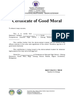Good Moral Certificate