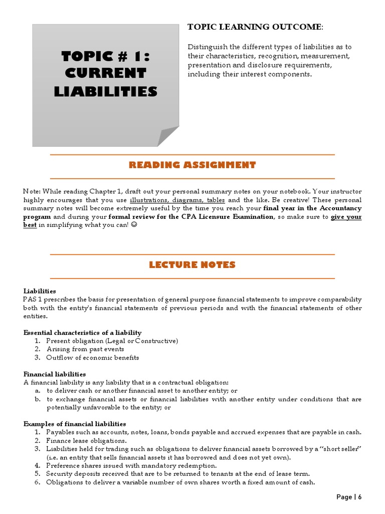 Understanding Liabilities: Types and Characteristics | PDF | Financial ...