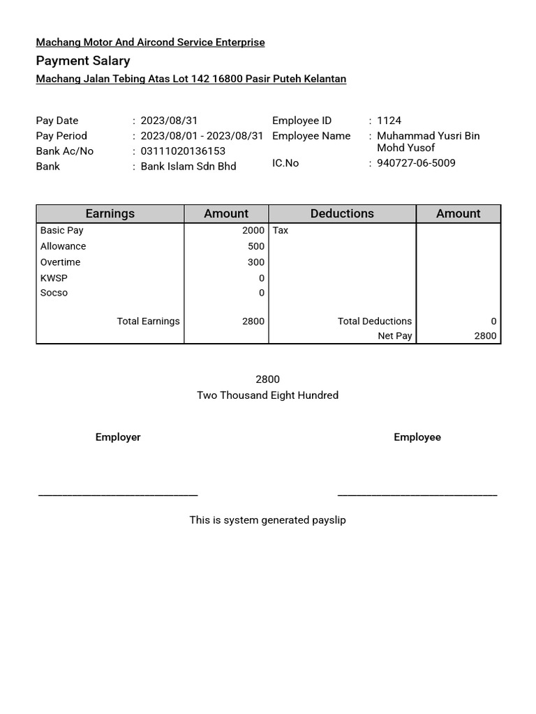 Payslip PDF