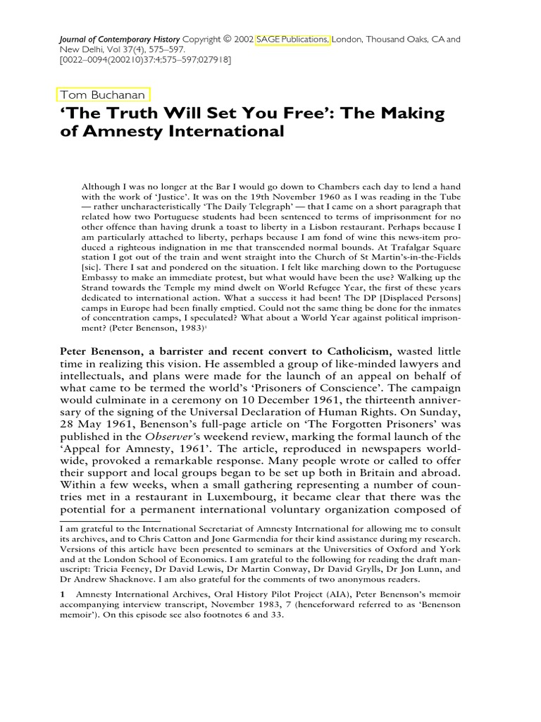 The Making of Amnesty International PDF Amnesty International