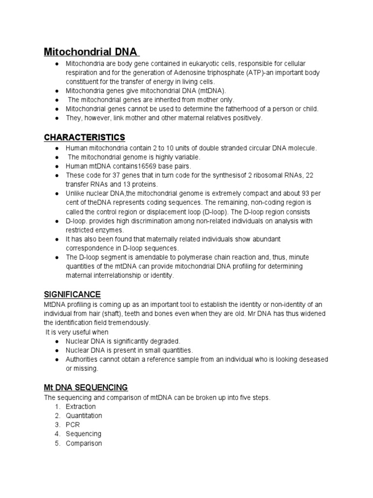 MT DNA AND SEQUENCING | Download Free PDF | Mitochondrial Dna ...