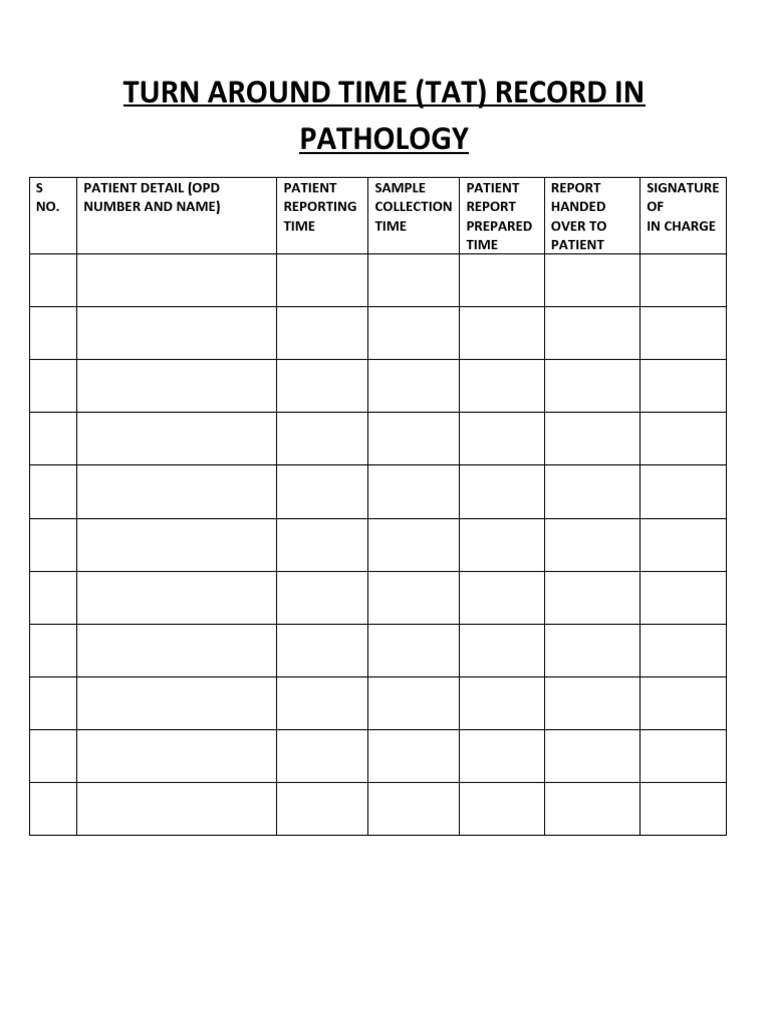 Turn Around Time Register Format | PDF | Law | Science & Mathematics
