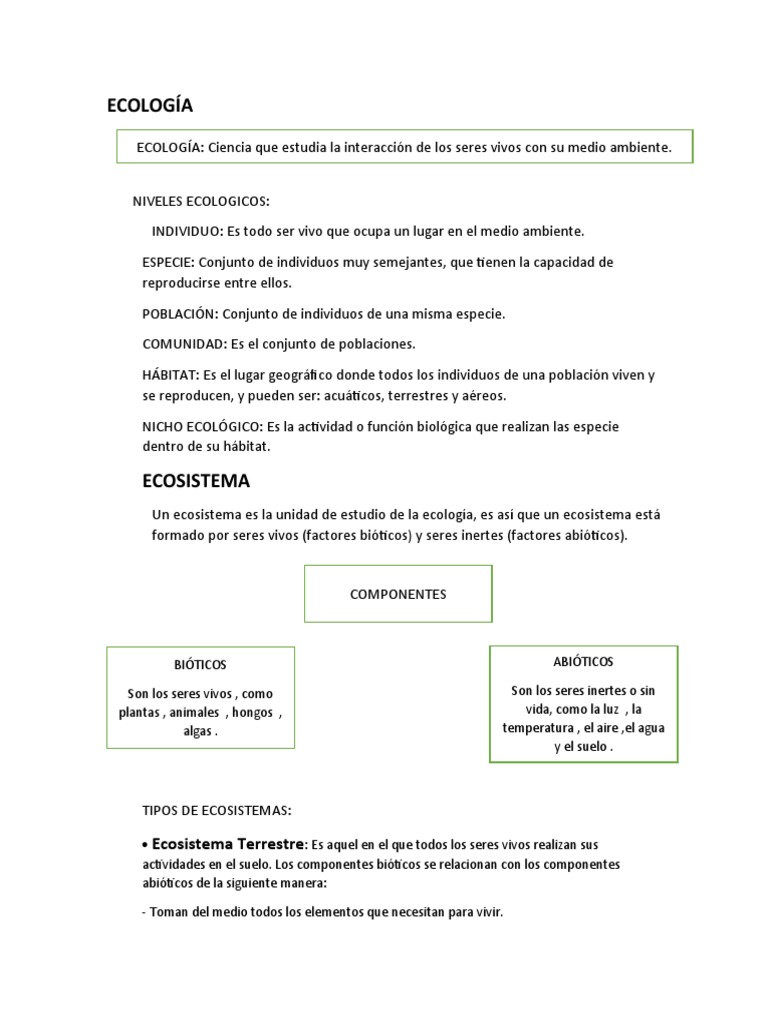 Niveles y Tipos de Ecosistemas en Ecología | PDF | Hogar, jardinería y ...