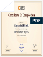 Certificate Itro of Java