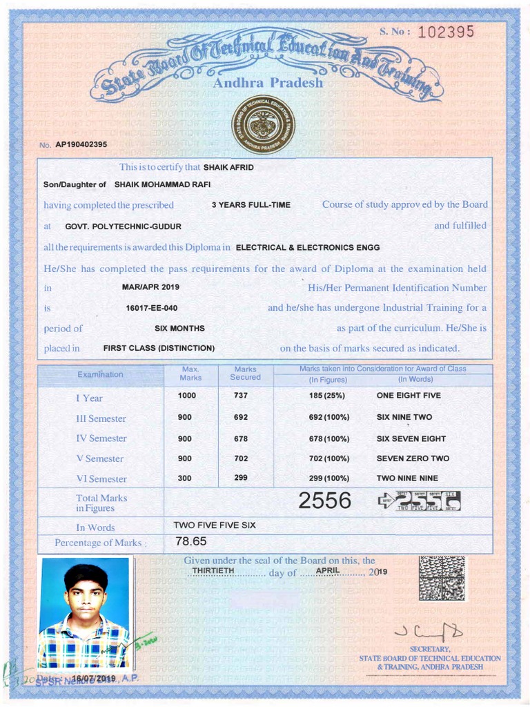 Diploma Certificate in Electrical Engineering | PDF
