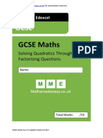 GCSE Maths Revision Solving Quadratics Through Factorising Questions