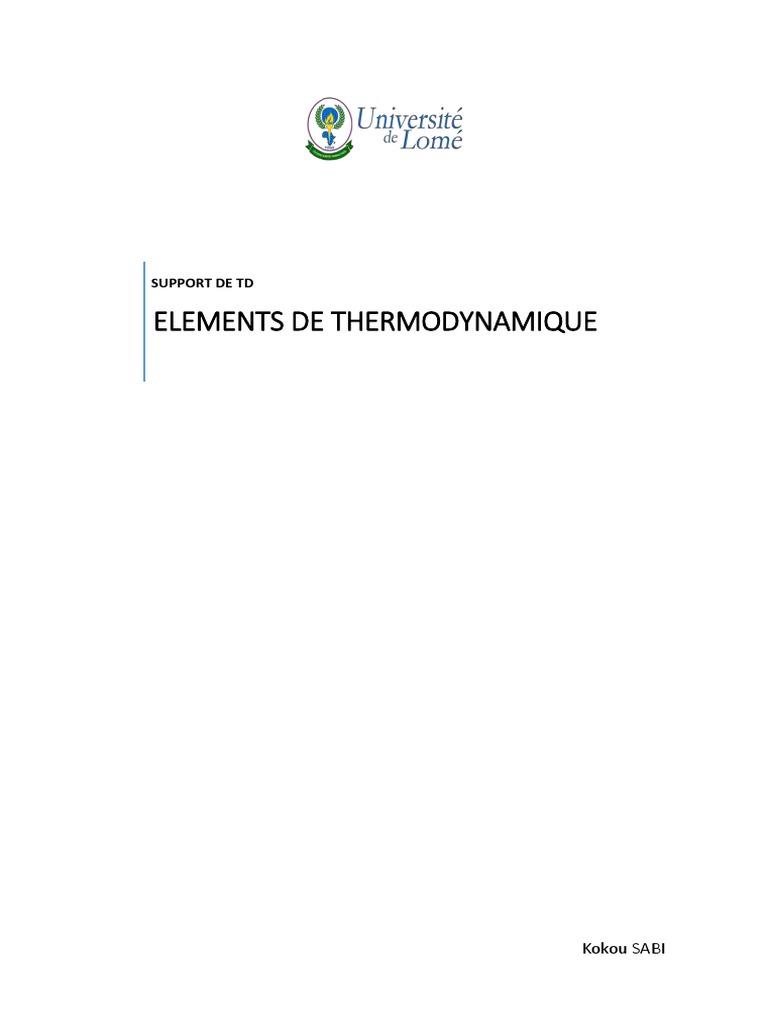 Fondamentaux de la thermodynamique | PDF | Équilibre chimique | Chaleur