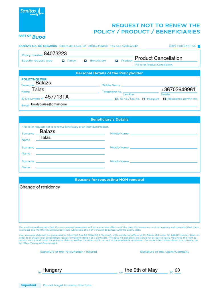 Dental Premium Cancellation Form PDF Insurance Dental Premium Cancellation Form PDF Insurance