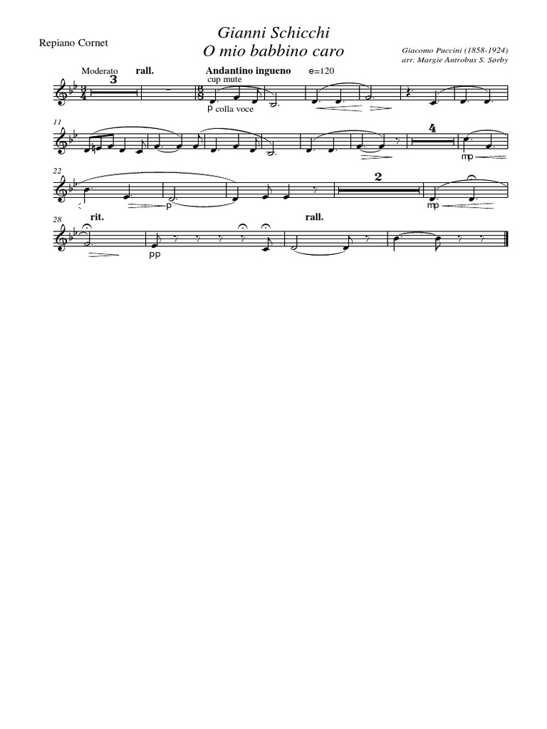 O Mio Babbino 05 Repiano Cornet Pdf