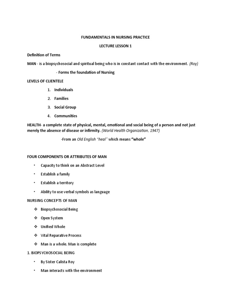 Fundamentals of Nursing Practice Overview | PDF | Nursing ...