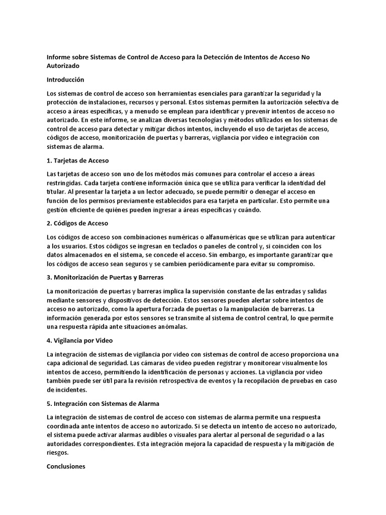 Sistemas de Control de Acceso y Seguridad | PDF | Vigilancia ...