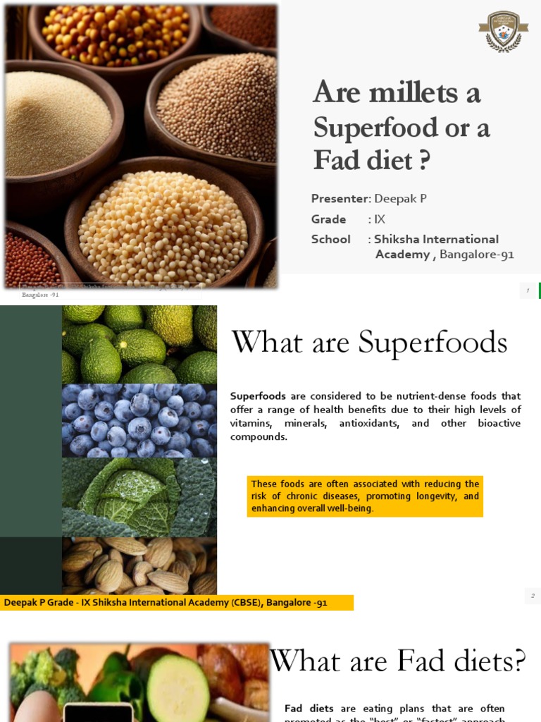 Millets: Superfood Benefits & Impact | PDF | Diet (Nutrition) | Diet ...