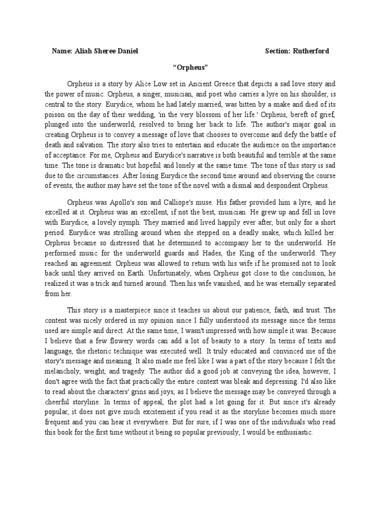 What Is The Original Story Of Orpheus And Eurydice