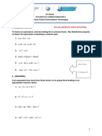 Math 9. Grade Factorization Techniques Summer Homework