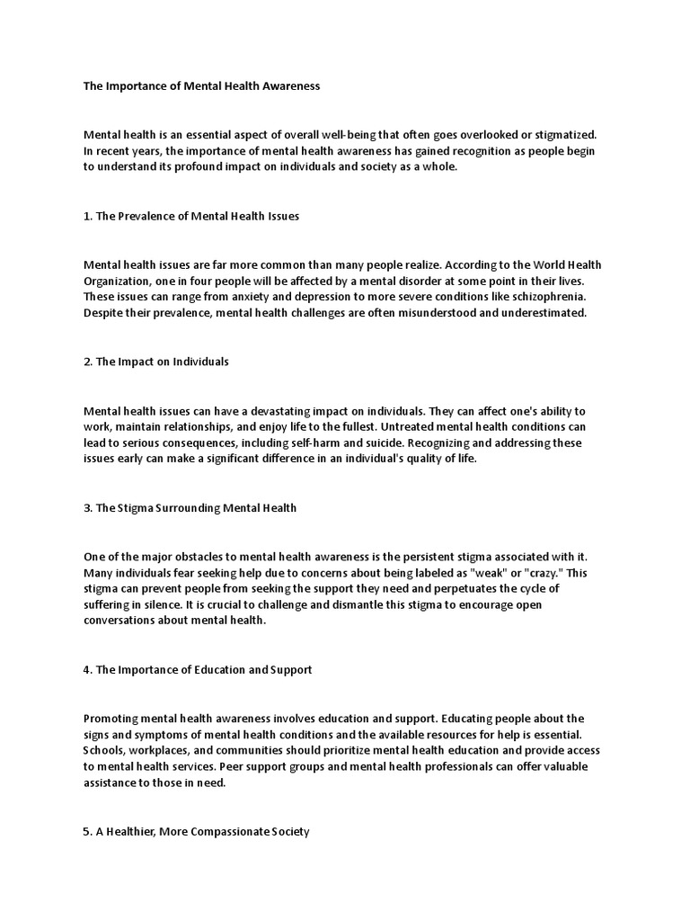 Mental Health Awareness: Key Insights | PDF | Mental Health | Social Stigma