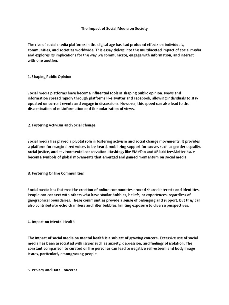 Social Media's Impact on Society | PDF | Social Media | Popular Culture ...