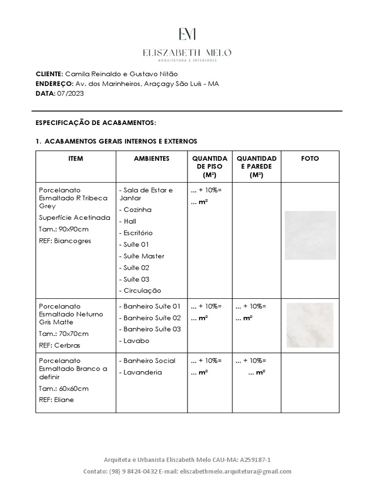 Memorial de Acabamentos | PDF