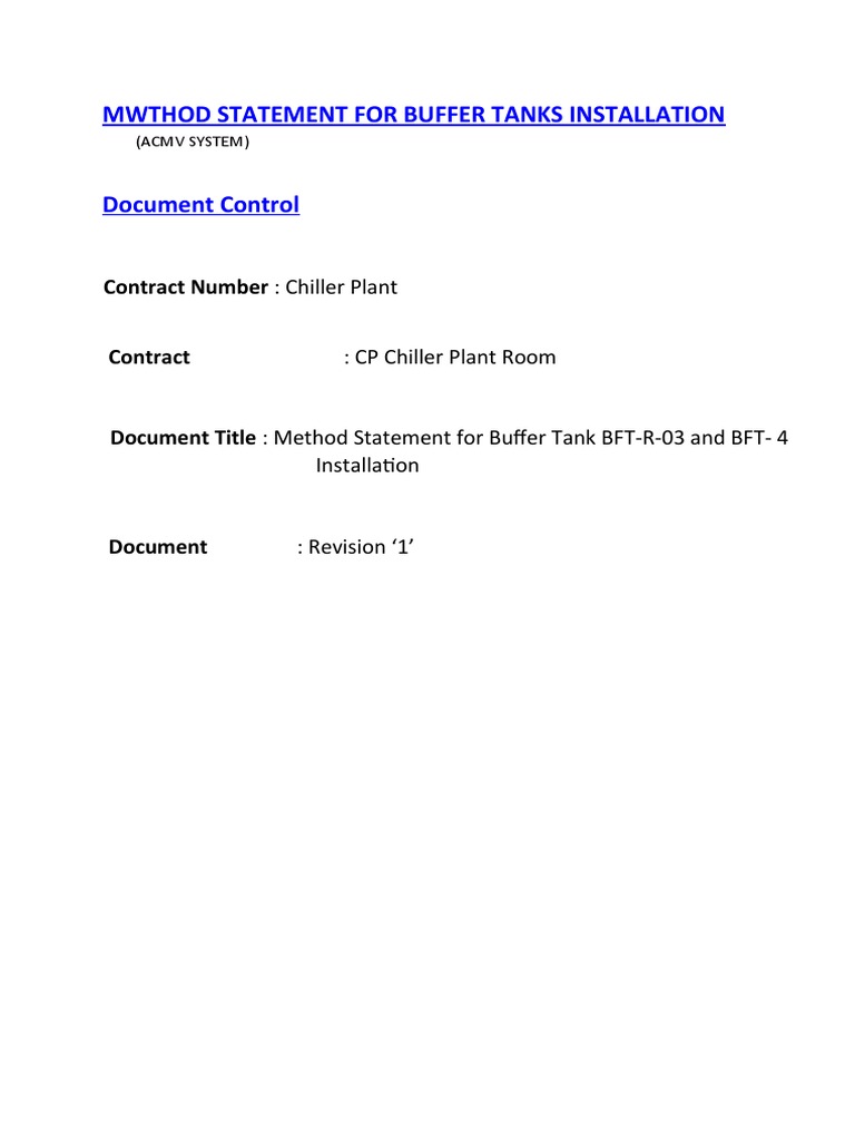 Buffer Tank Installation Method Statement | PDF | First Aid ...