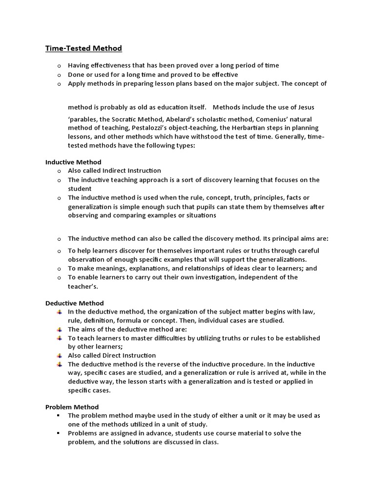 Chapter V-Time Tested Method | PDF | Learning | Teaching Method
