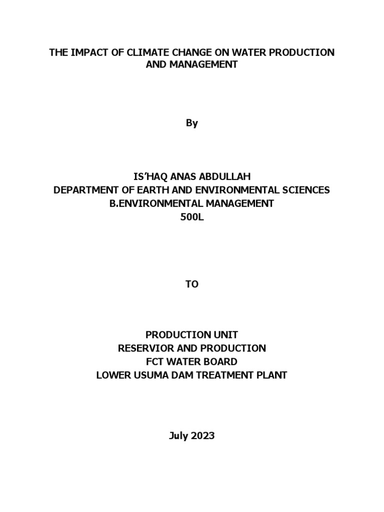 The Impact of Climate Change On Water | PDF | Climate Change | Water ...