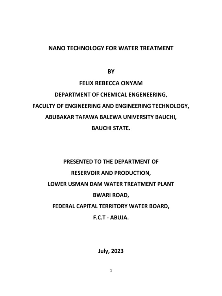 Nano Technology in Water Treatment1 PDF Nanotechnology Water