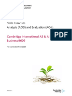 Skills Exercises Analysis (AO3) and Evaluation (AO4) : Cambridge International AS & A Level Business 9609