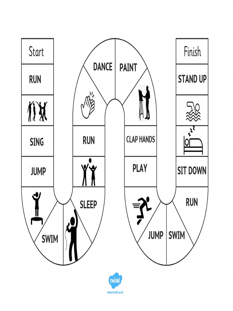 Action Verbs Boardgame | PDF