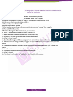 CBSE Class 8 Geography Chapter 3 Mineral and Power Resources Important Questions