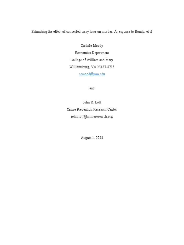 Concealed Carry Laws and Homicide Rates | PDF | Concealed Carry In The ...