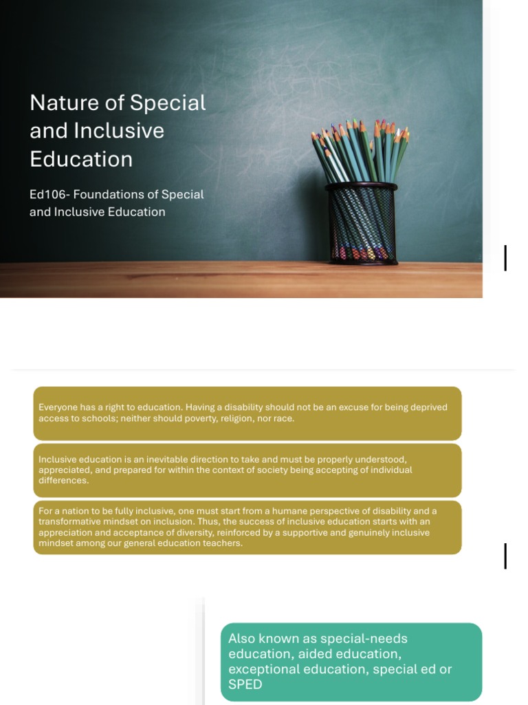 Nature of Inclusive Education | PDF | Inclusion (Education) | Disability