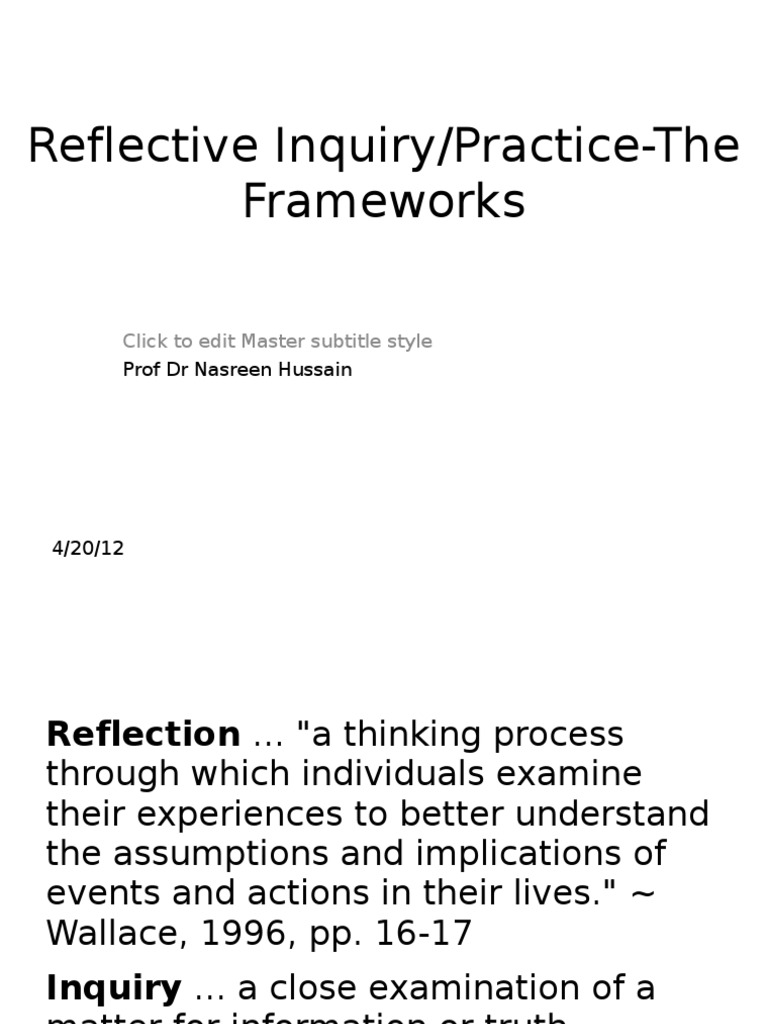 Reflective Inquiry in Education Framework | PDF | Reflective Practice ...
