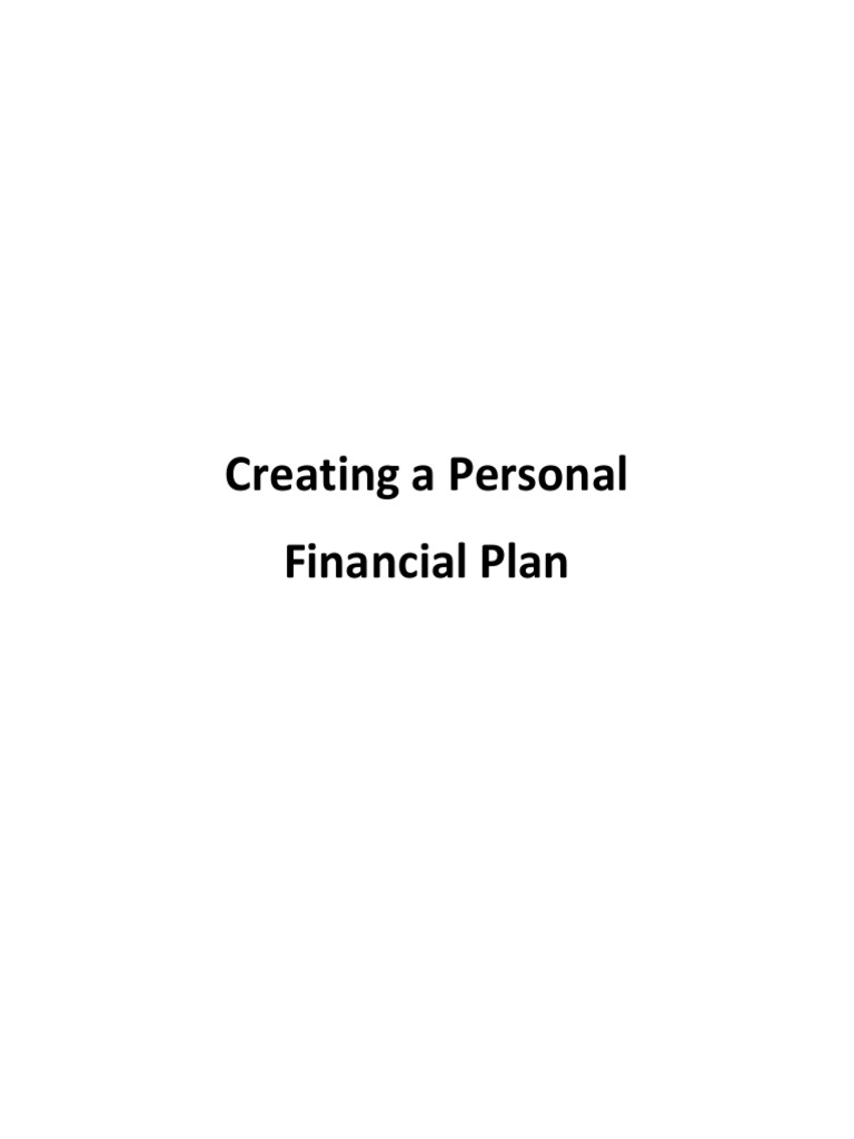 Creating A Personal Financial Plan PDF Goal Investing