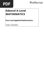 Edexcel A Level Mathematics Topic Checklist