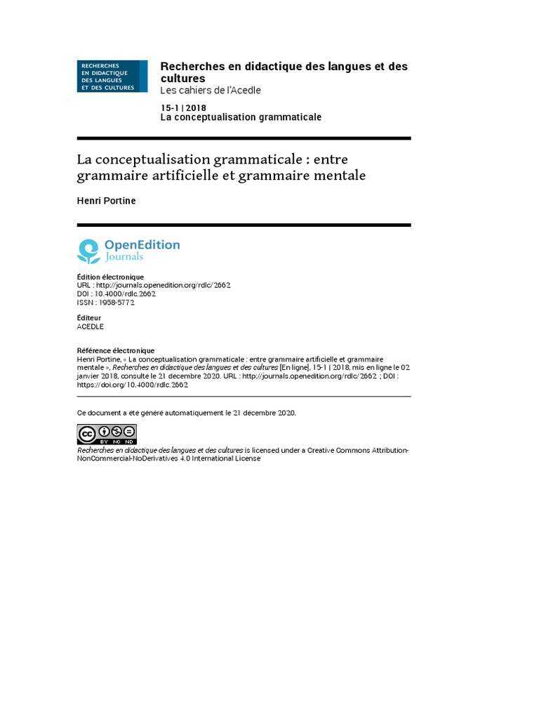 Conceptualisation grammaticale par Portine | PDF | Métaphore | Clause