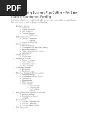 Poultry Farming Business Plan Outline