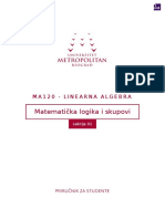 Matematička Logika I Skupovi: Ma120 - Linearna Algebra