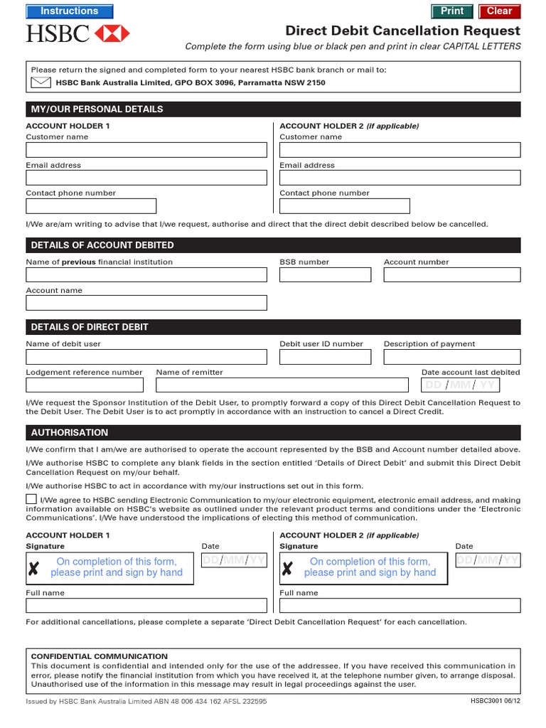 Direct Debit Cancellation Download Free PDF Debit Card Personal