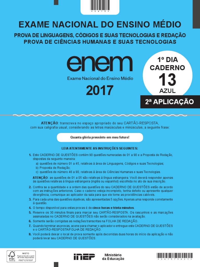 Prova ENEM 2017: Linguagens e Redação | PDF | Humano