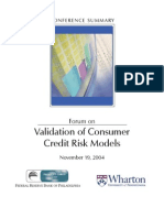 Validation of Consumer Credit Risk Models Forum Summary