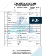 Units and Measurements Formula Test Sheet