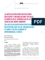 La Articulación Entre Instituciones Educativas Y Organizaciones Sociales: Su Impacto en El Aprendizaje de Las Ciencias Del Medio Ambiente