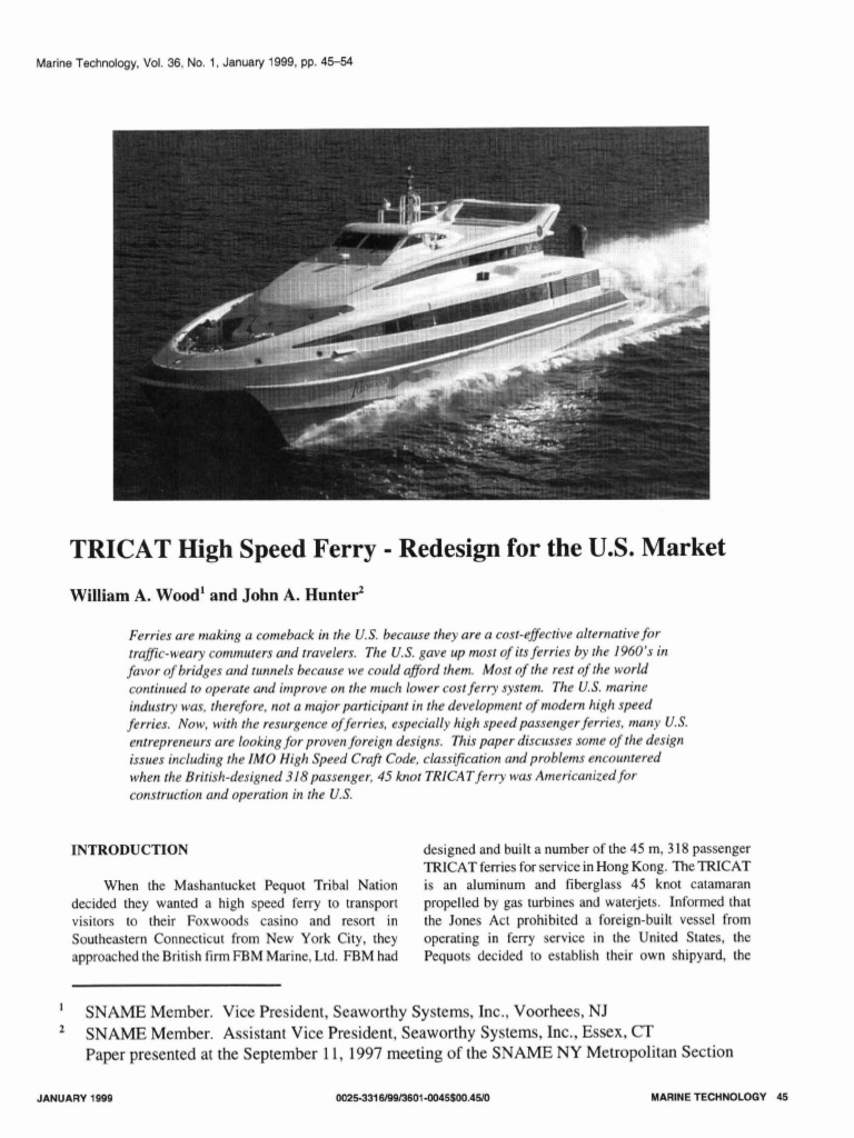 TRICAT High Speed Ferry Design Insights | PDF | Ships | Ferry