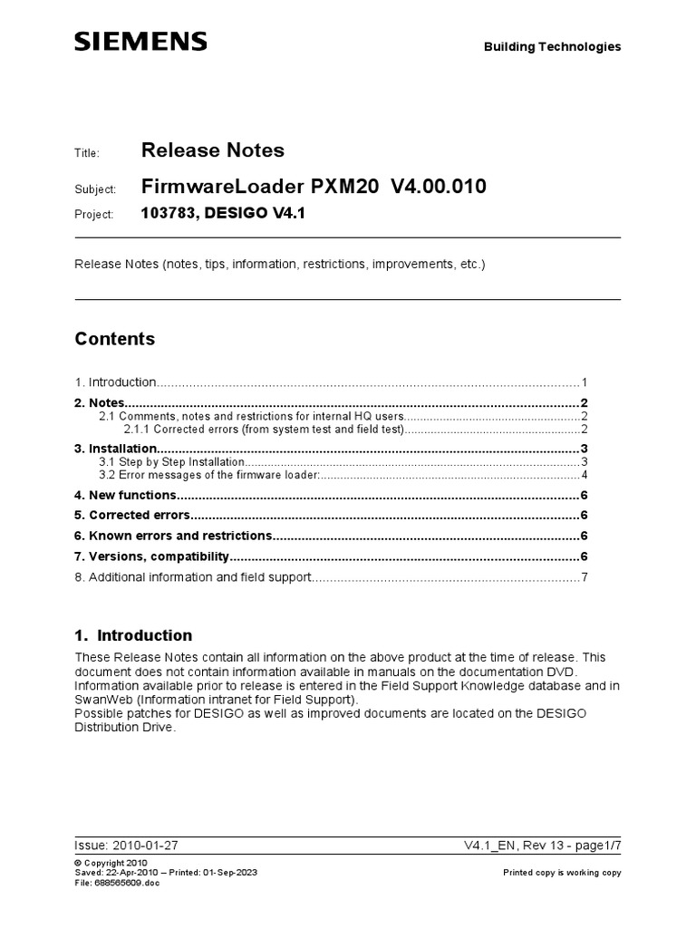 Release Notes PX Firmwareloader PXM20 V4!00!010 en | PDF | Booting ...