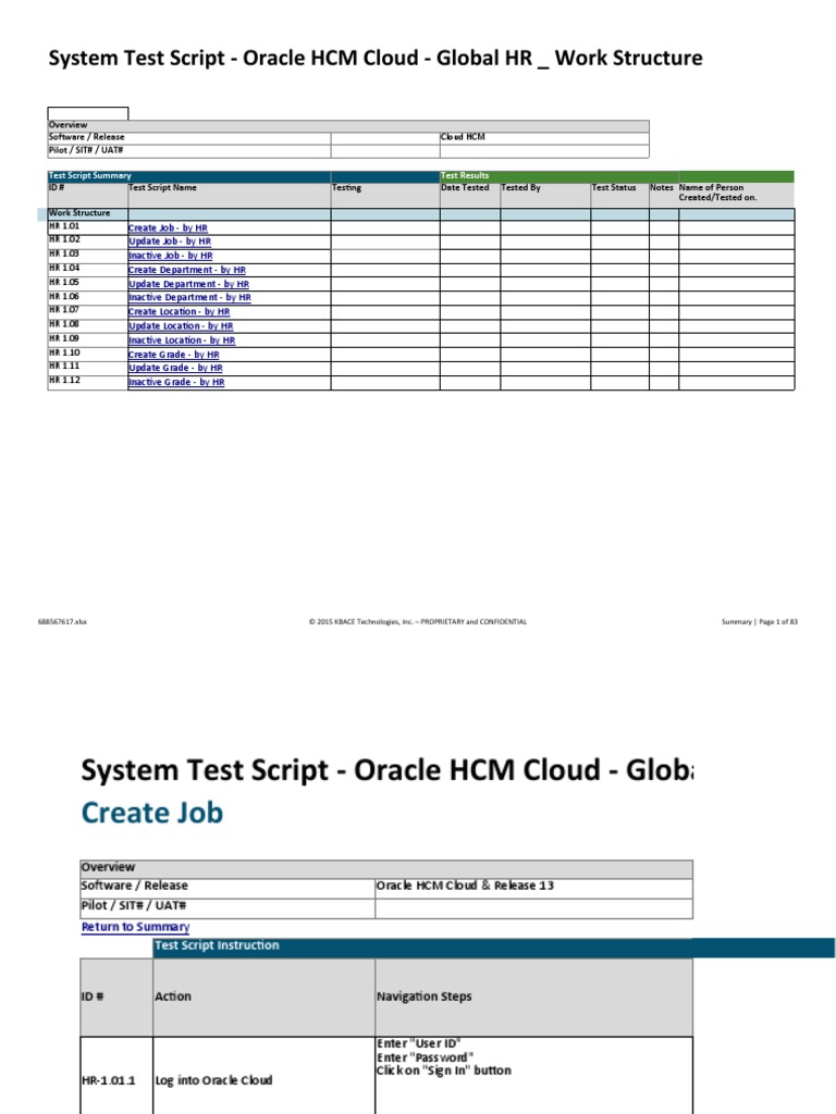 Oracle HCM Cloud Test Scripts for HR | PDF | Cloud Computing | Icon ...