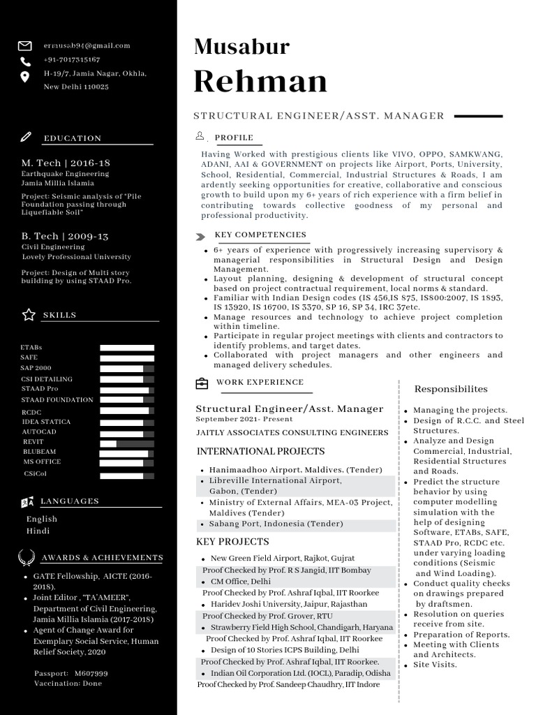 Structural Engineer Profile & Achievements | PDF | Engineering