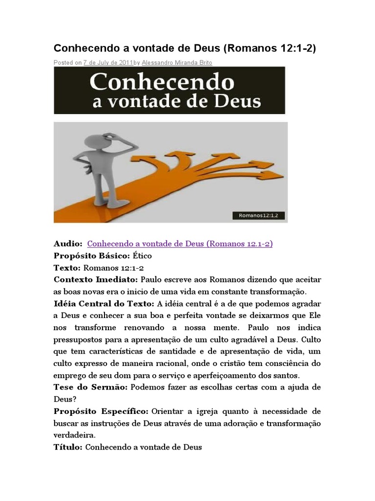 Conhecendo A Vontade De Deus Download Grátis Pdf Sacrifício Oração